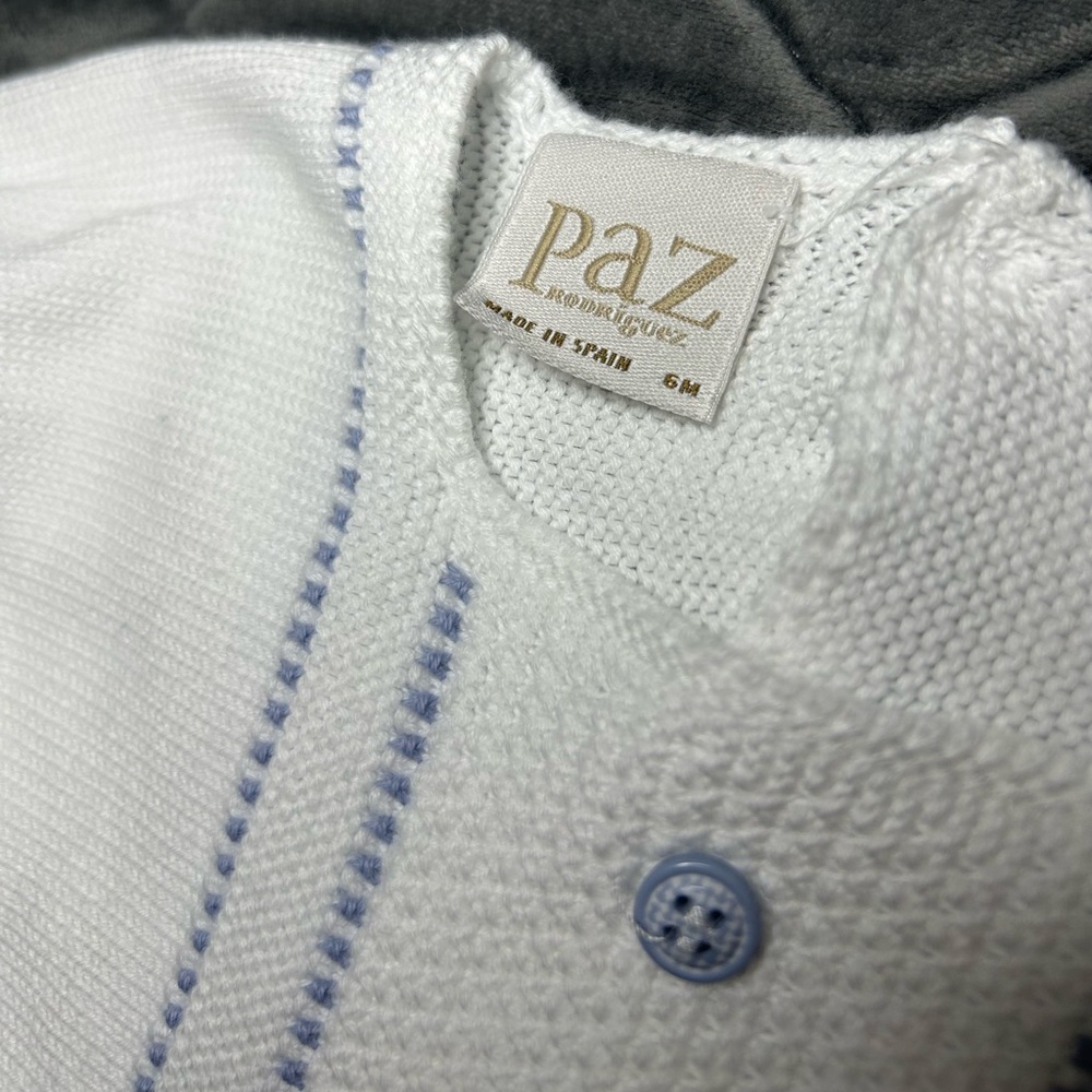 Paz Rodriguez White & Light Blue Knitted Cotton baby set - Picture 6 of 8